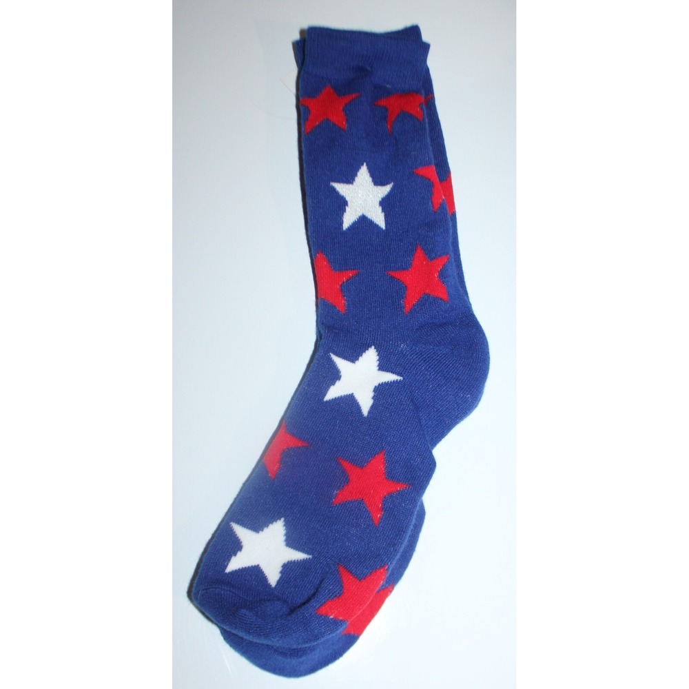 Women's men's Stars Stripes Patriotic Novelty Knee-high Socks Shoe Size 4-10